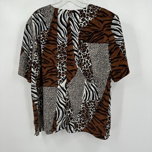 SG Sport Women Top Sz XL Animal Print Maximalist Junglecore Safari Y2K Statement - Picture 2 of 6